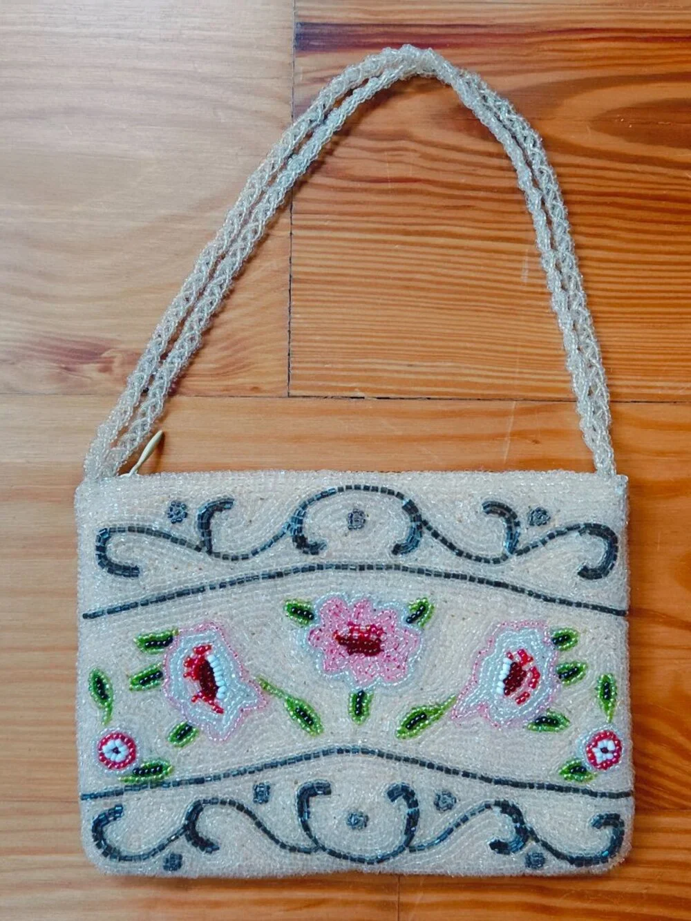 Vintage Christiana Clutch Purse Ivory Beaded Floral Micro Wedding Y2K NEW